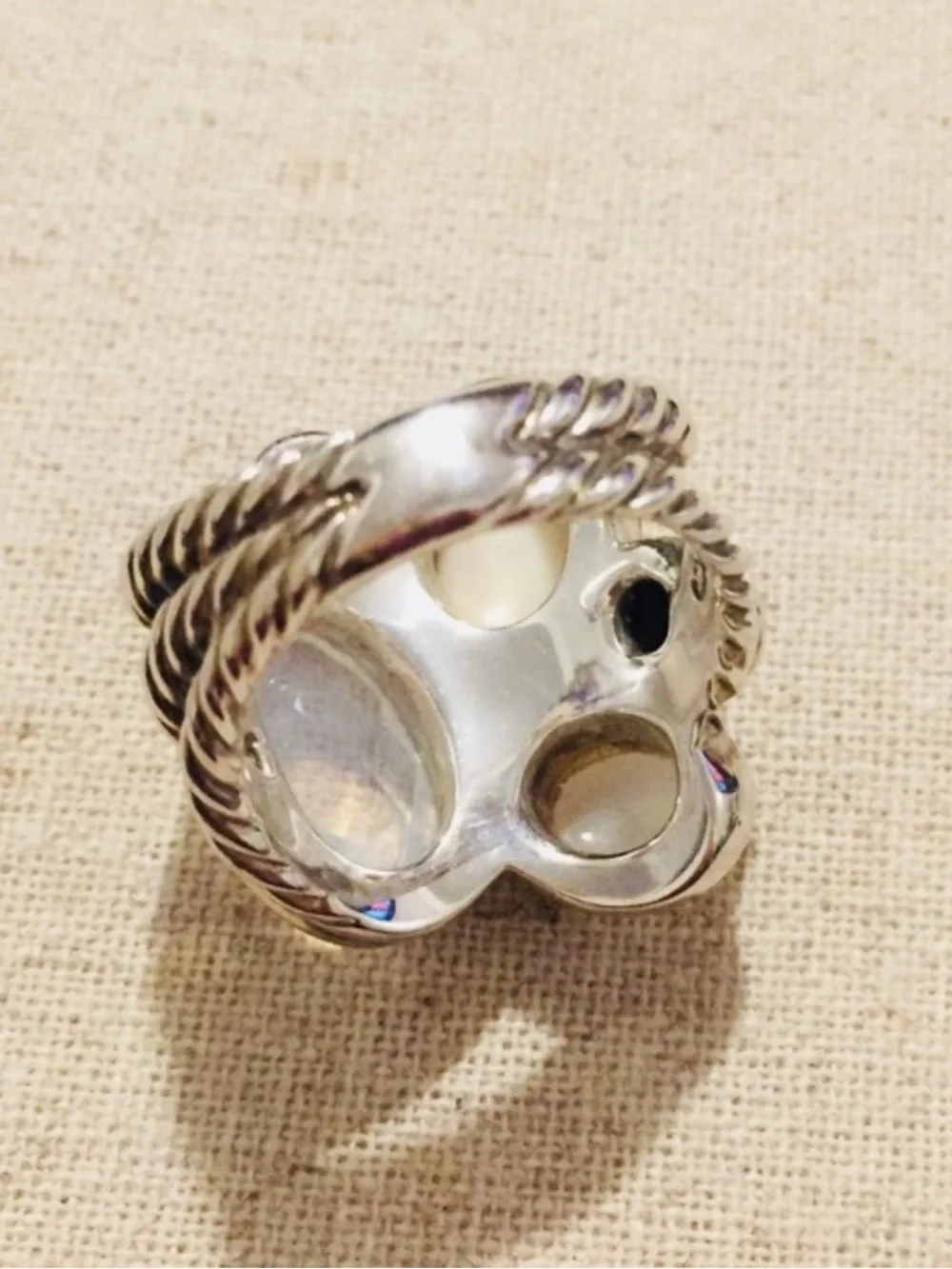 David Yurman | Ring | Sterling Silver Multi-Stone Oval Mosaic Ring with Diamonds - Picture 12 of 14